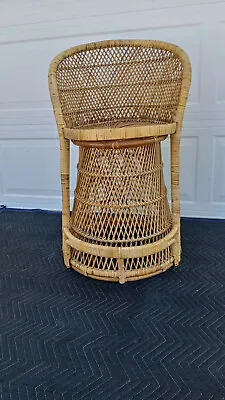 Vintage Bohemian Wicker Rattan Bar Stool • $150