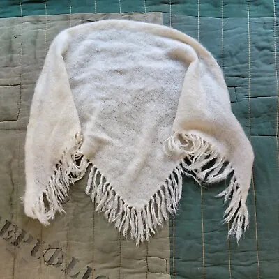 Vintage 1960s/70s St. Michael Mohair & Wool White Wrap Shawl Scarf • $18.11