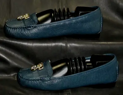 Michael Michael Kors Hamilton Women's Blue Leather Loafer Shoes Size US 6 1/2M • $44.99