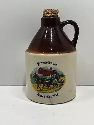 Small Pennsylvania Dutch Country Covered Bridge Ceramic Jug Cork Crock Decor • $5