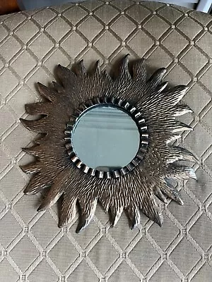 Vintage Retro Antique Gold Wave Starburst Small Metal Mirror Celestial • $19.99