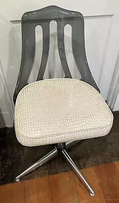 Smoked Lucite Kitchen Chair With Faux White Alligator Seat MCM Chromcraft? VTG! • $150