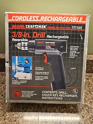 CRAFTSMAN SEARS #911145 3/8 DRILL CORDLESS RECHARGEABLE Vintage New • $49.99