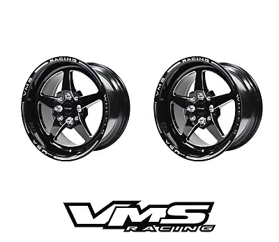 2 Vms Racing 5 Spoke Star 13x9 Black Import Drag Rims Wheels For Honda Crx Ef • $367.94