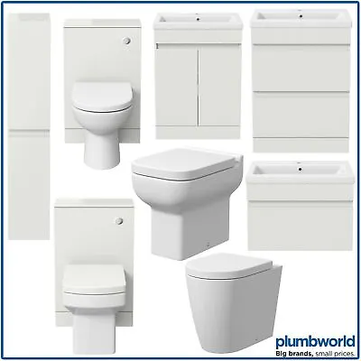 Bathroom Furniture Vanity Unit Toilet WC Basin Tall Cabinet Gloss White Modern • £159.97