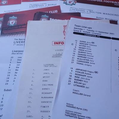 £4 • Buy Liverpool HOME Teamsheets (1)