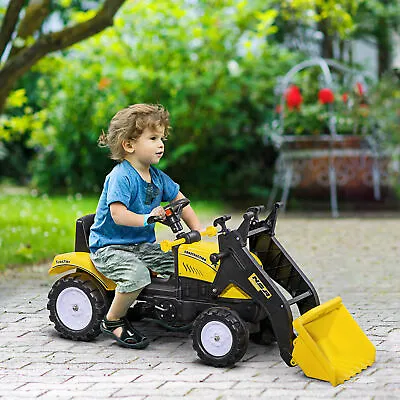 Pedal Go Kart Ride On Excavator W/ Front Loader DiggerFour Wheels Child Toy • £56.99