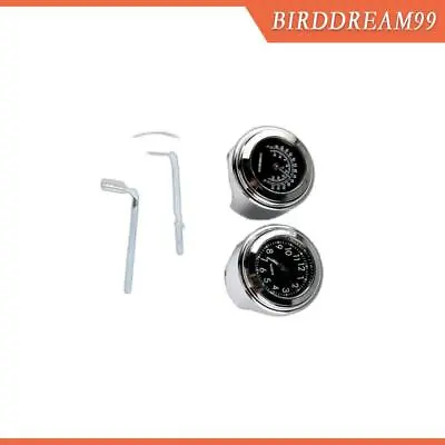 Motorcycle Bike Handlebar Mount White Dial Clock & Thermometer Temp For Harley • $15.11