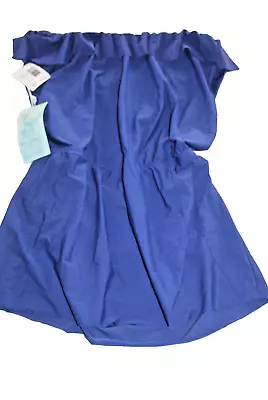 Eco Swim Royal Blue Ruffle Cover Up Dress Lightweight Eco-Friendly Large • $10.39