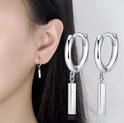925 Sterling Silver Plated Dangle Bar Stick Huggie Hoop Earrings Women Girl XJ9 • $4.95