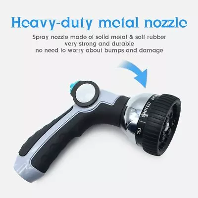 Garden Hose Metal Spray Nozzle Heavy Duty 8-Settings Thumb Control 1.2LB • $12.74