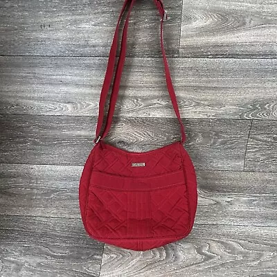Vera Bradley Microfiber Red Quilted Adjustable Crossbody Shoulder Bag Purse • $19.97