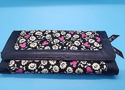 Vera Bradley Trifold Wallet Black White And Pink Mickey Mouse Floral From Disney • $11