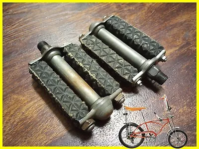 Vintage Bicycle Pedals Old School Bike Parts 1970's Smooth Spin Thick Rubber • $24.95