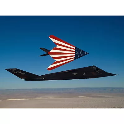 USAF F-117 Nighthawks American Flag Stealth Attack Aircraft Canvas Poster Art • £13.99