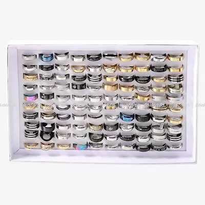 Bulk Lot 100PCS Mixed Wholesale Stainless Steel Rings Men's Fashion Wedding Ring • $18.99