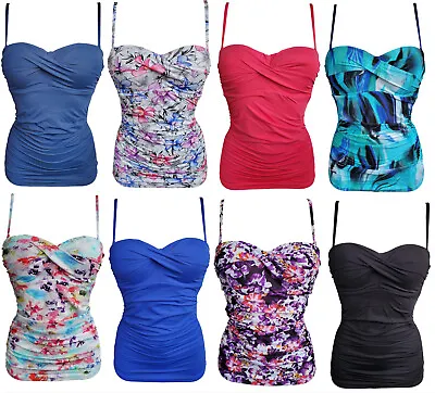 Womens Luxury Tankini Twist Bust Support Bikini Top Moontide Designer Swimwear • £9.99