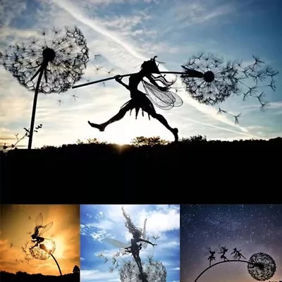 £14.99 • Buy Dancing Fairy Statue Metal Wires Fairy Garden Sculpture Dandelion Fairies Decor
