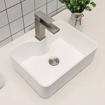 485mm Rectangle Bathroom Basin Sink Hand Wash White Counter Top Ceramic Basin UK • £33.50