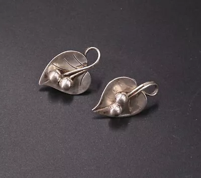 George Jensen Sterling Silver Leaf Earrings Designed By Alphonse La Paglia 6g • $150