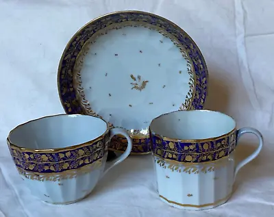 Antq Georgian C.1800 Prob COALPORT Saucerbowl Tea Cup Coffee Can Flute Blue Gilt • £15.50