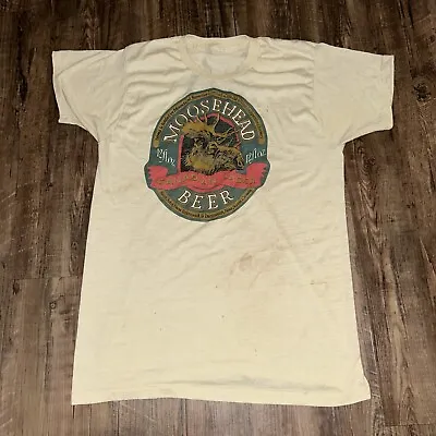 VTG 80s Moosehead Beer Double Sided Single Stitch Shirt - Mens XL • $24.37