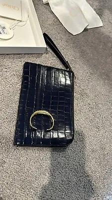 Chloe Flat Pouch Strap Purse Croc Blue NWT • $300