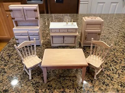 Dollhouse Miniature 6 Piece Vintage  Wood Kitchen Furniture Set By Town Square • $49.95
