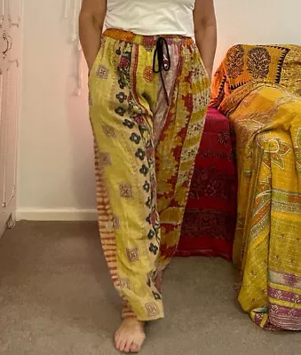 Trousers Wide Leg Vintage Pants Kantha Repurposed Boho Hippie Festival Uk ✨ • £35