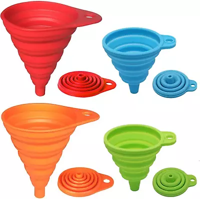 Kitchen Funnel Set 4 Pack Small And Large Kitchen Gadgets Accessories Foldable • $8.42