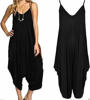 Women Ladies Cami Legenlook Romper Baggy Harem Jumpsuit Palysuit Maternity Dress • £9.99