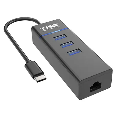 USB Type-C Hub Gigabit Ethernet 1000M LAN RJ45 Network Adapter W/3 USB 3.0 Ports • $9.99