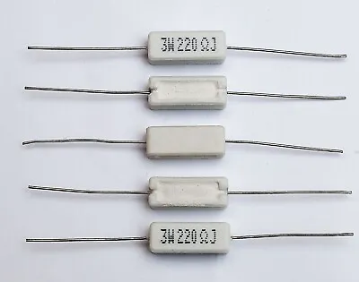 Wire Wound Cement Resistor Ceramic 3W Horizontal 0.1ohm To 22K Ohm (5 Pack) • £2.99
