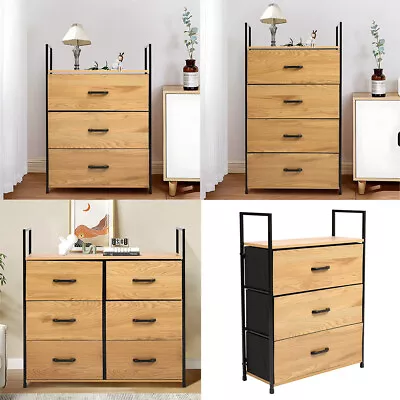 3/4/6 Drawers Chest Of Drawers Canvas Storage Cabinet Unit Bedroom Furniture • £45.95