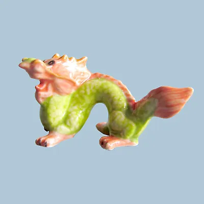 Miniature Ceramic Figurine Little Green Dragon Ceramic Mythical Legendary East • $12