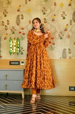 $45.80 • Buy Indian Wedding Women's Attractive Embroider Stylish Digital Print Anarkali Suit