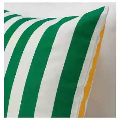 IKEA Sommar 2019 Cushion Cover 50 X 50cm 100% Cotton Green Yellow White Stripe • £6.99