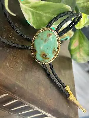 Southwestern Turquoise Flecked Bolo Tie - Gifts For Him Cabochon Indian Leather • $30