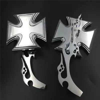 Cross Maltese Chrome Rearview Cruiser Bikes Mirrors For Honda Suzuki Kawasaki • $69.97