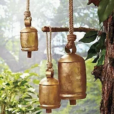 Set Of 3 Hanging Harmony Bells Garden Rustic Relaxing Tranquil Wind Chimes • £11.46