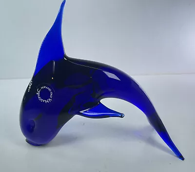 V. Nason & Co Murano Glass Dolphin Sculpture Italy Cobalt Blue Original Sticker • $39.95