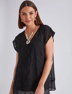 $23.81 • Buy Noni B Embroidered V-Neck Top Womens Clothing  Tops Tunic