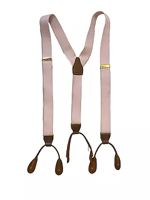 Vintage Cas W. Germany Pink Elastic Suspenders Braces Leather Button Fittings • $14.99