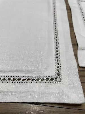 Set 3 Pc Vtg Padded Pillowcase Sham Cover Lace Trim White Linen • $24.50