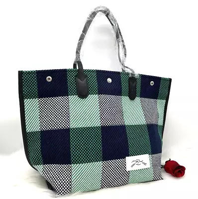 AUTH NWOT NEW Longchamp Essential Large Tote Shoulder Bag-Green/Navy/Multi • $289.99