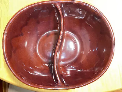 Vintage Marcrest Stoneware Daisy Dot Brown Divided Serving Dish Bowl Oven-Proof • $10.44