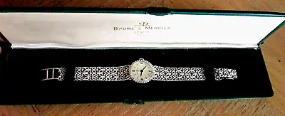 Vintage Baume &Mercier Geneve 18K White Gold Women's Watch 18 Diamond Bezel &Box • $1625