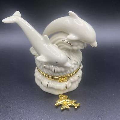 Lenox Treasures Playful Pair Dolphin Box With Pair Of Dolphins Charm • $14.99