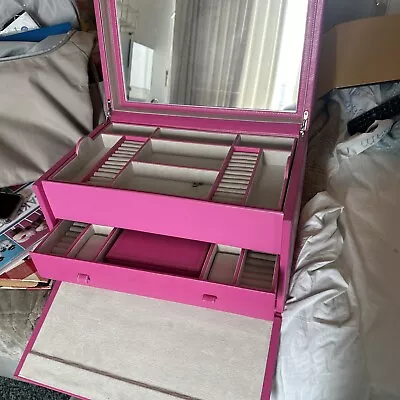 Pottery Barn Mckenna Pink Leather Jewlery Box • $100