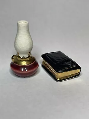 Vintage Arcadia Miniature Book & Lamp Salt And Pepper Shakers • $20